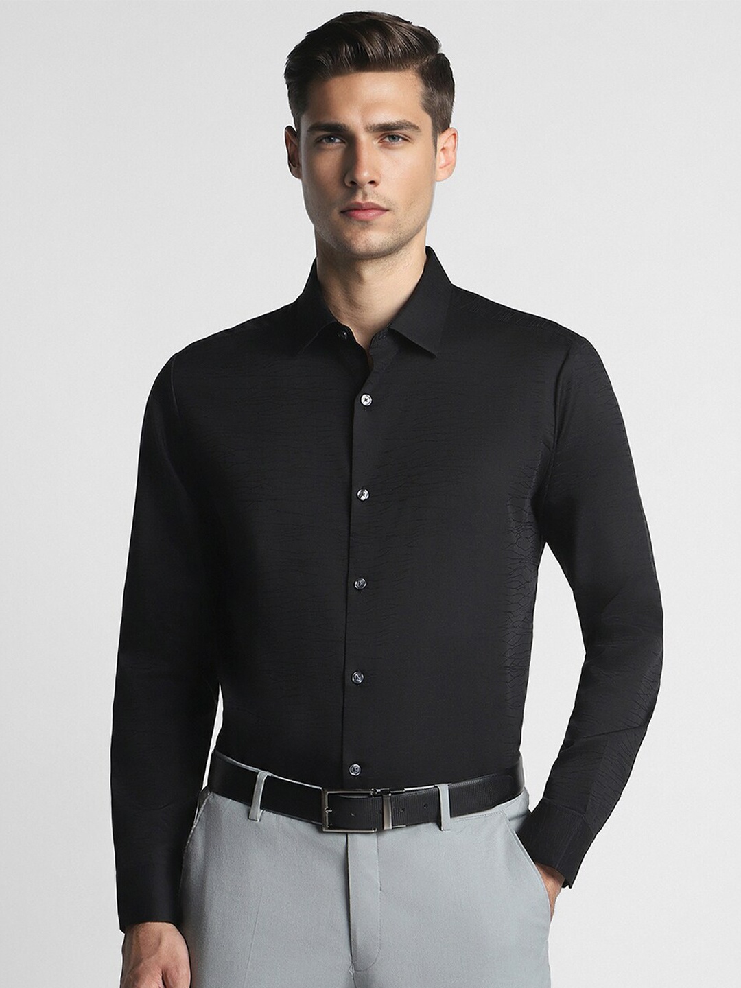 

Peter England Elite Abstract Printed Slim Fit Formal Shirt, Black