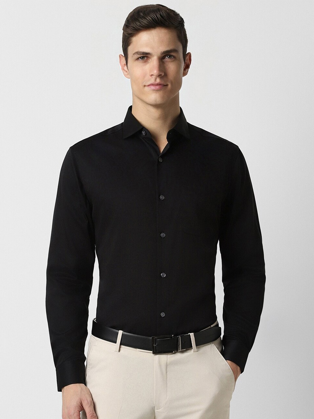 

Peter England Elite Spread Collar Pure Cotton Formal Shirt, Black