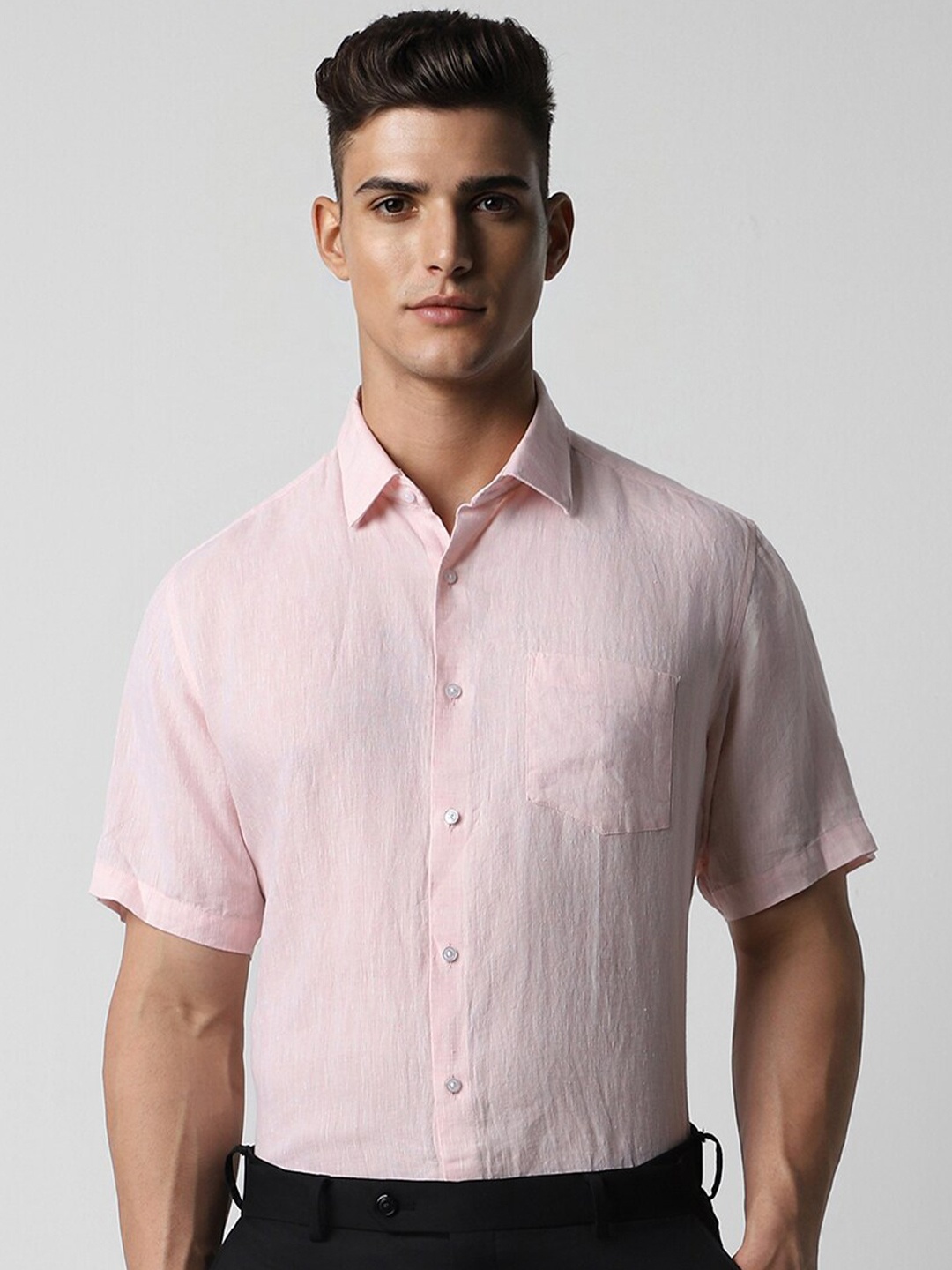 

Van Heusen Spread Collar Pure Linen Formal Shirt, Pink