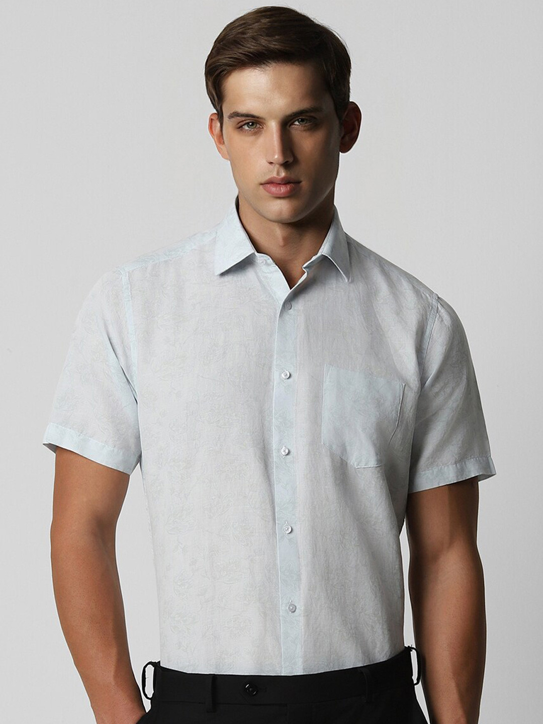 

Van Heusen Floral Printed Linen Cotton Formal Shirt, Blue