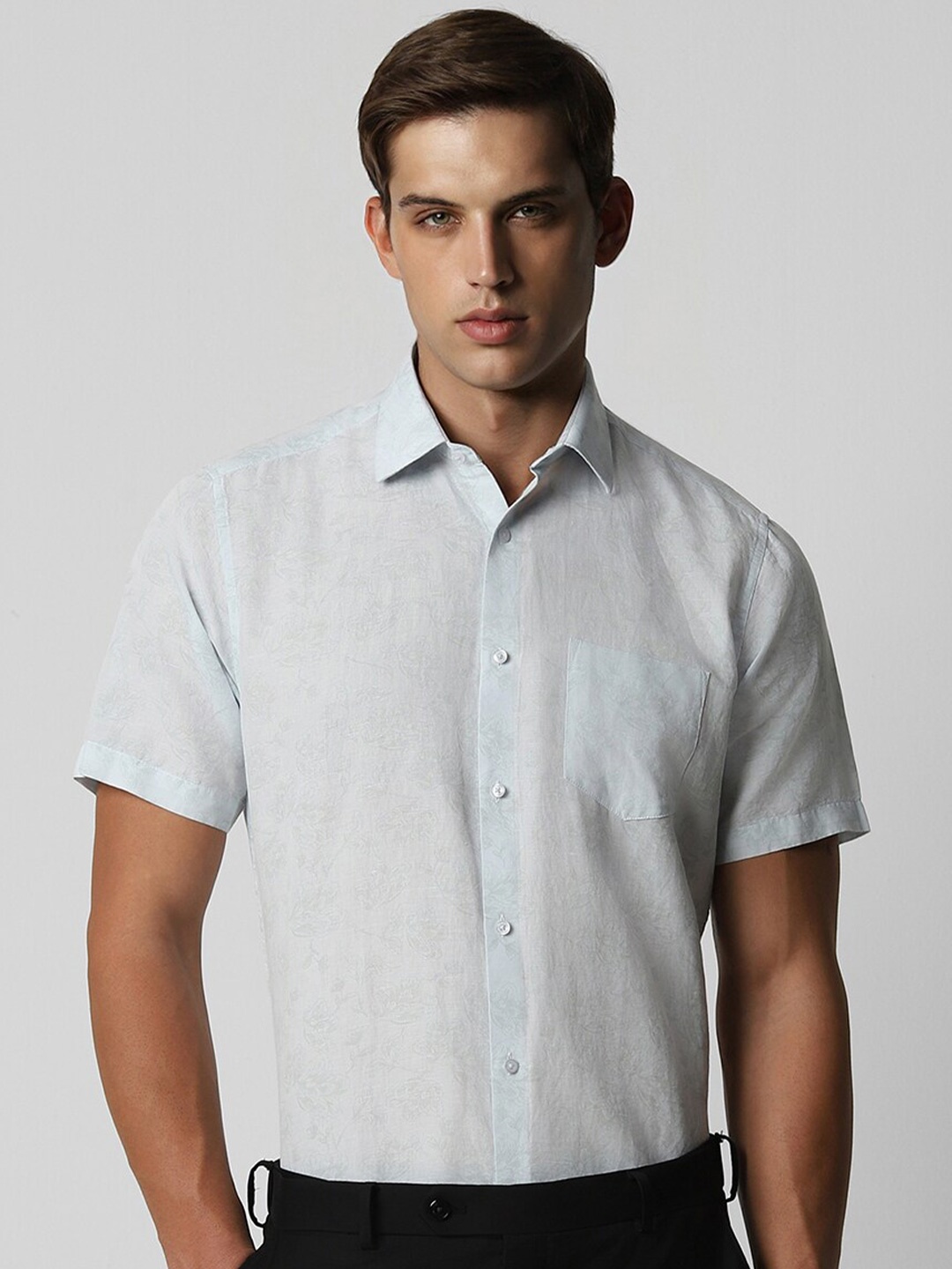 

Van Heusen Floral Printed Linen Cotton Formal Shirt, Blue