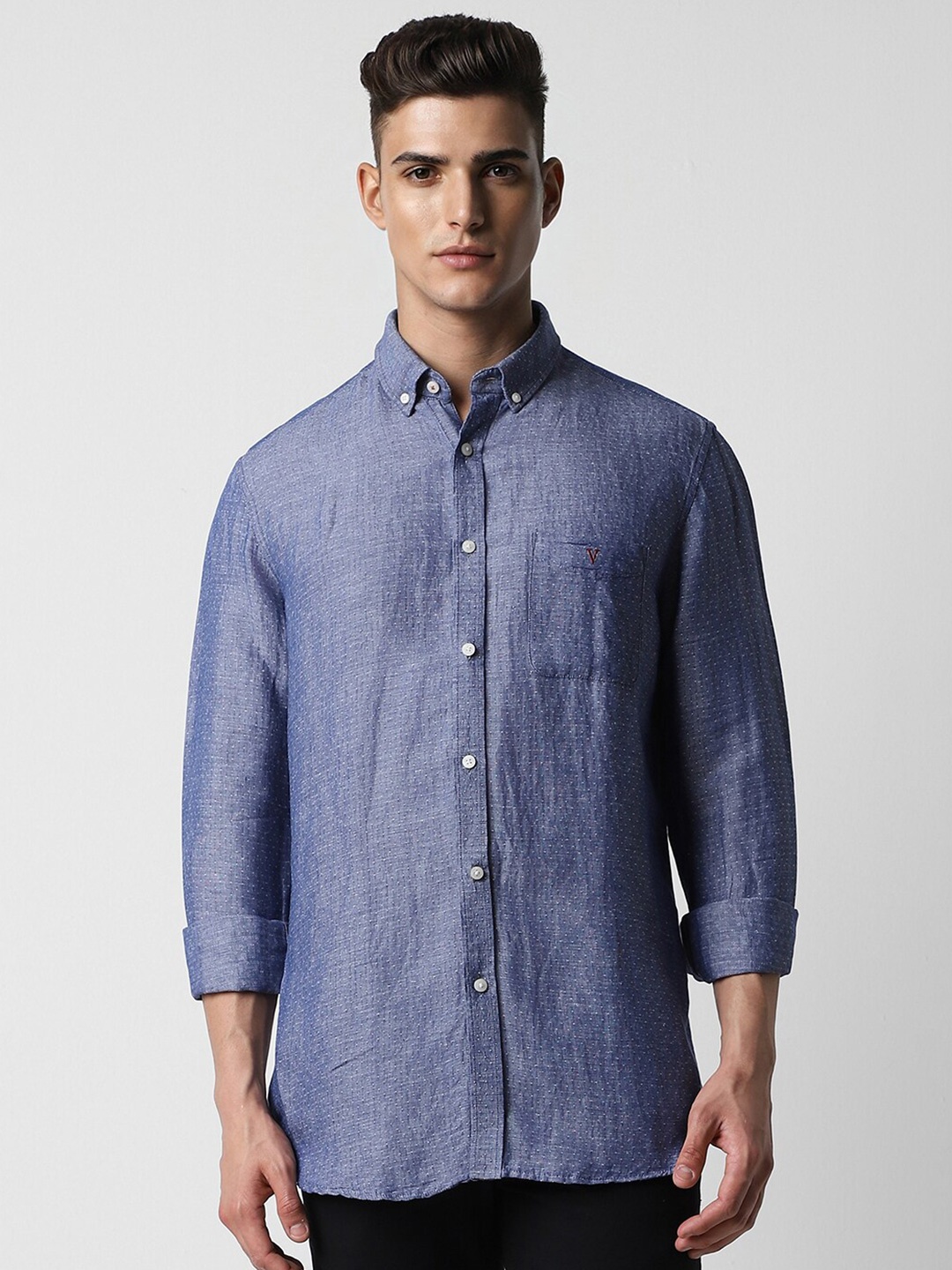 

Van Heusen Sport Slim Fit Micro Ditsy Printed Button-Down Collar Casual Shirt, Blue