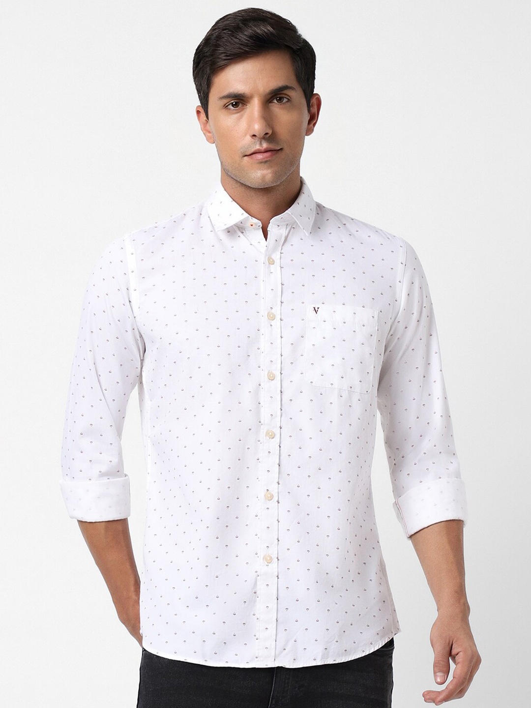 

Van Heusen Sport Slim Fit Conversational Printed Pure Cotton Casual Shirt, White