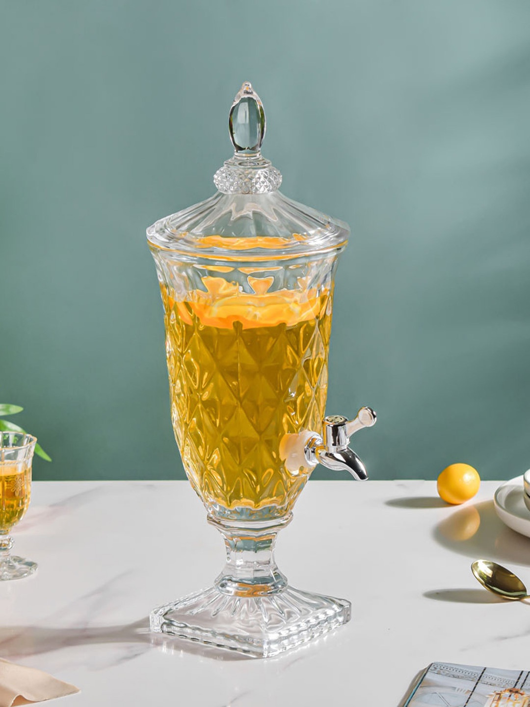 

Nestasia Transparent Vintage Diamond Textured Glass Dispenser 1.8L
