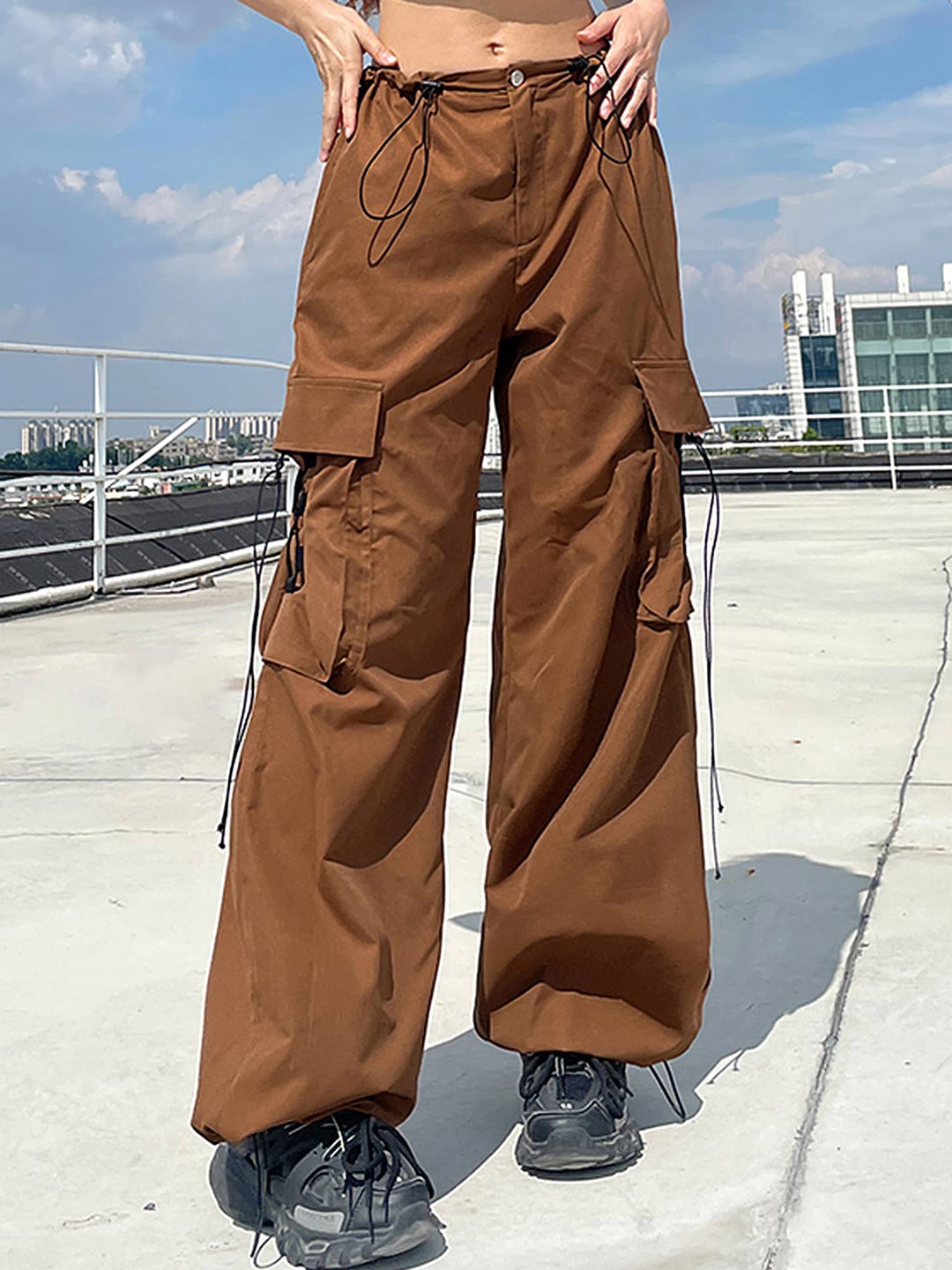 

LULU & SKY Women Loose Fit Regular Trousers, Brown