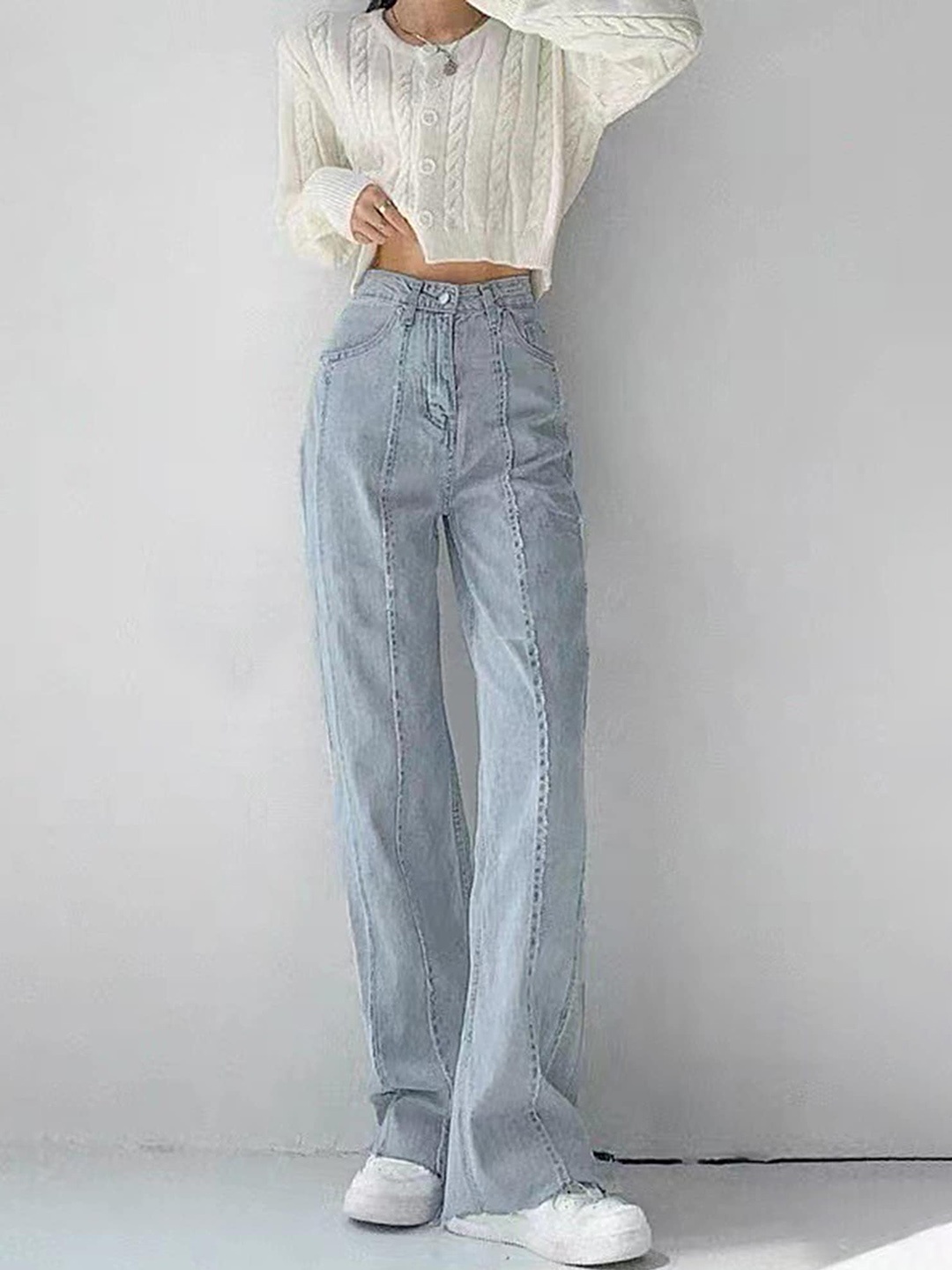 

LULU & SKY Women Straight Fit High-Rise Clean Look Jeans, Blue