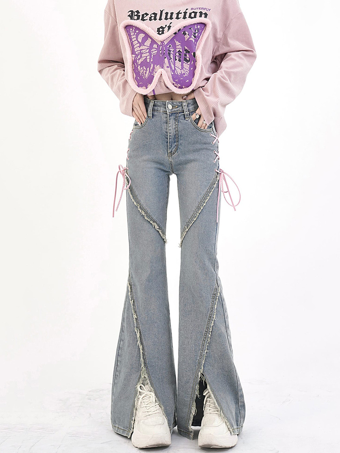 

LULU & SKY Women Flared High-Rise Clean Look Jeans, Blue