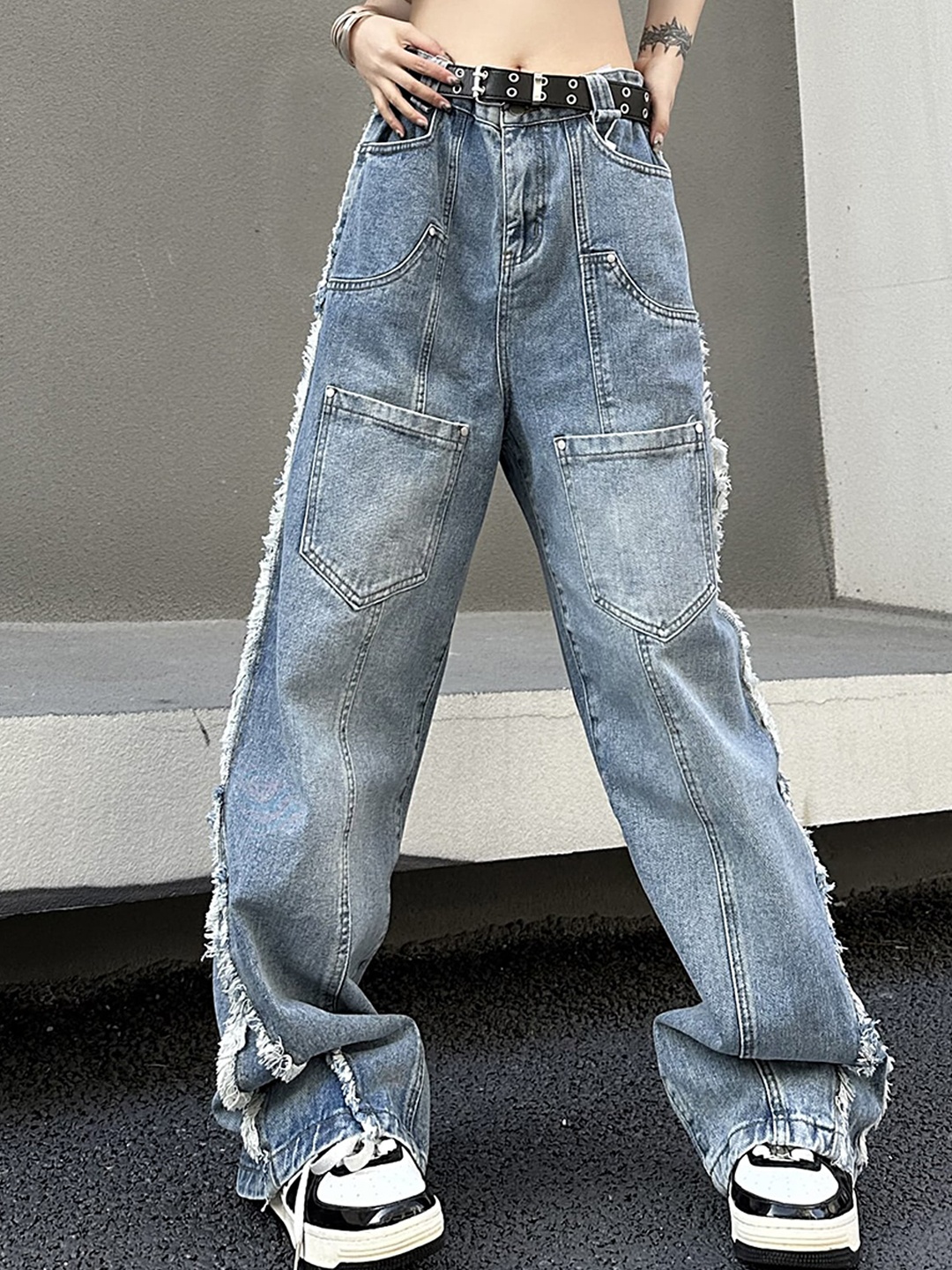 

LULU & SKY Women Straight Fit High-Rise Clean Look Light Fade Jeans, Blue