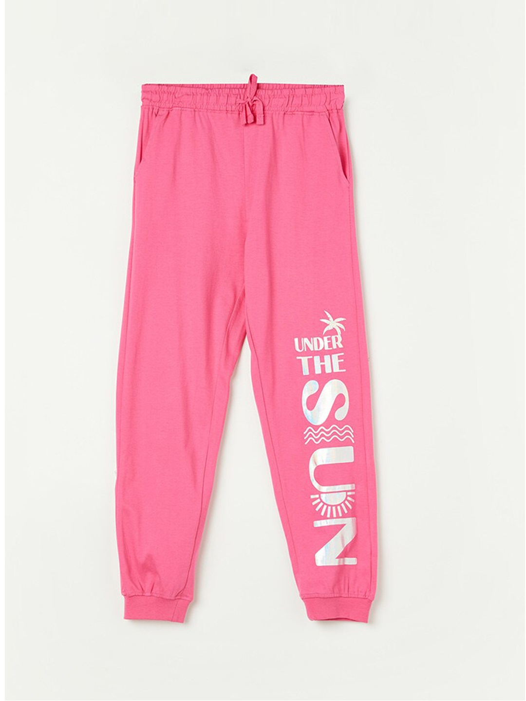 

Fame Forever by Lifestyle Girls Printed Pure Cotton Mid Rise Joggers, Pink