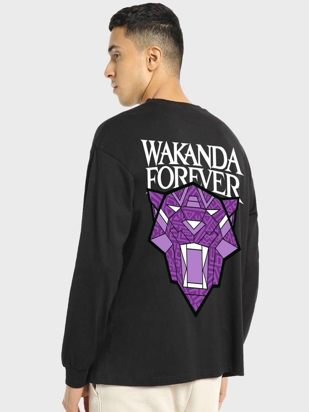 

Bewakoof King Reborn Graphic Printed Drop-Shoulder Sleeves Oversized Cotton T-shirt, Black