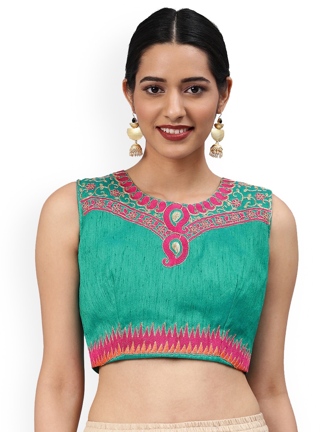 

Shaily Embroidered Saree Blouse, Teal