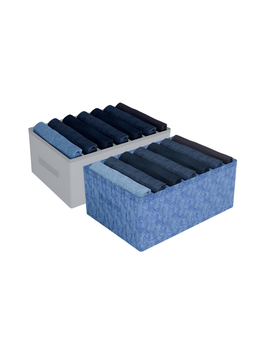 

Kuber Industries Blue & Grey 2 Pieces Reusable Multi-Utility Organisers
