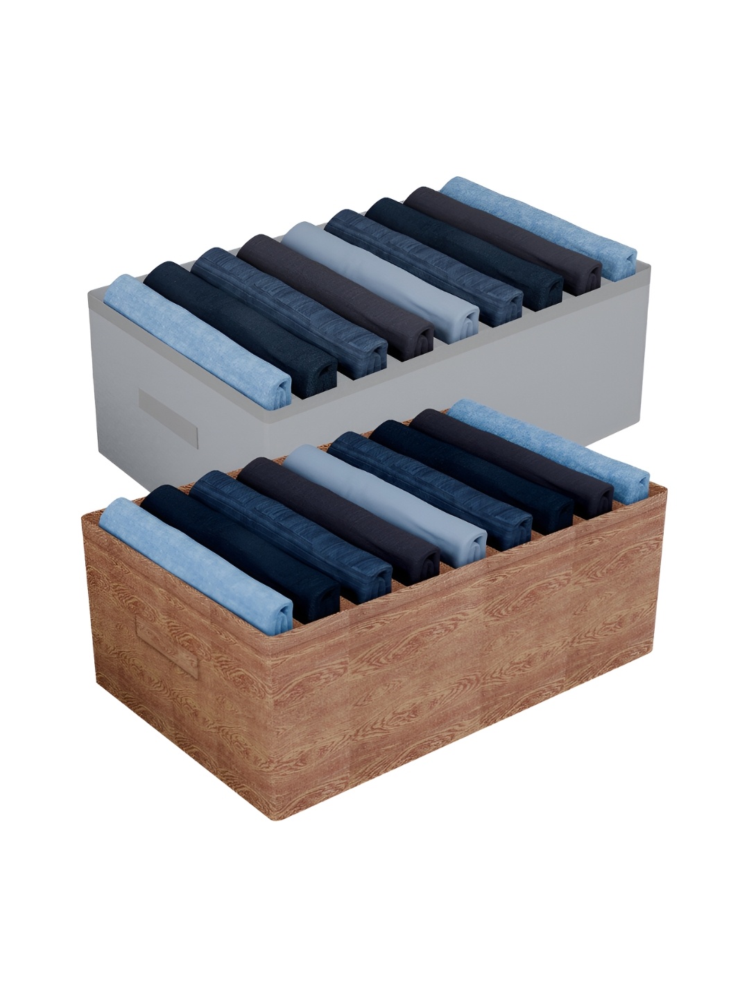 

Kuber Industries Brown and Grey 2 Pieces Reusable Multi-Utility Organisers