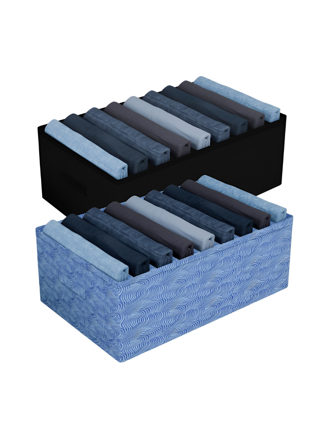 

Kuber Industries Black and Blue 2 Pieces Reusable Multi-Utility Organisers