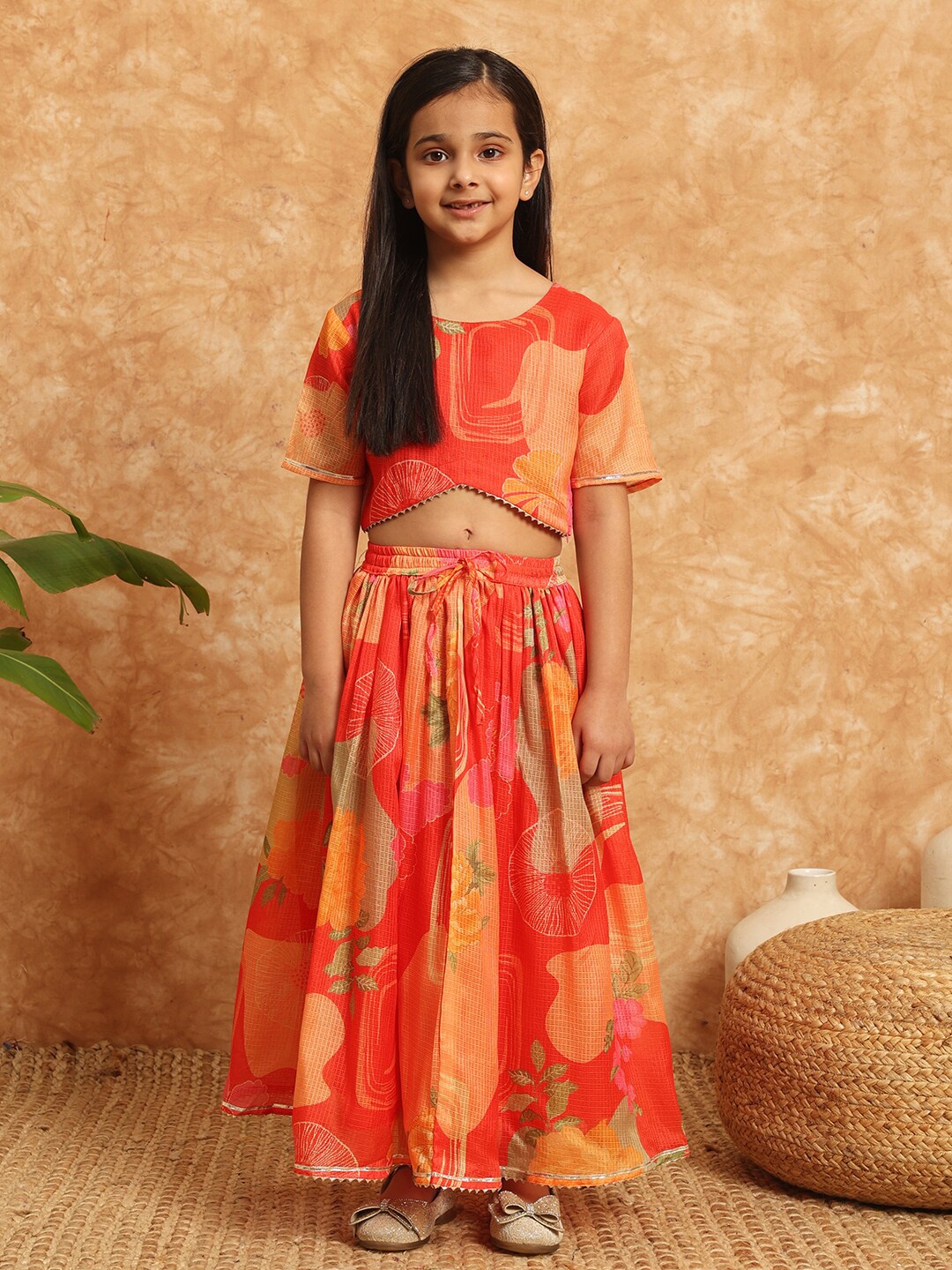 

Readiprint Girls Printed Ready to Wear Lehenga Choli, Red