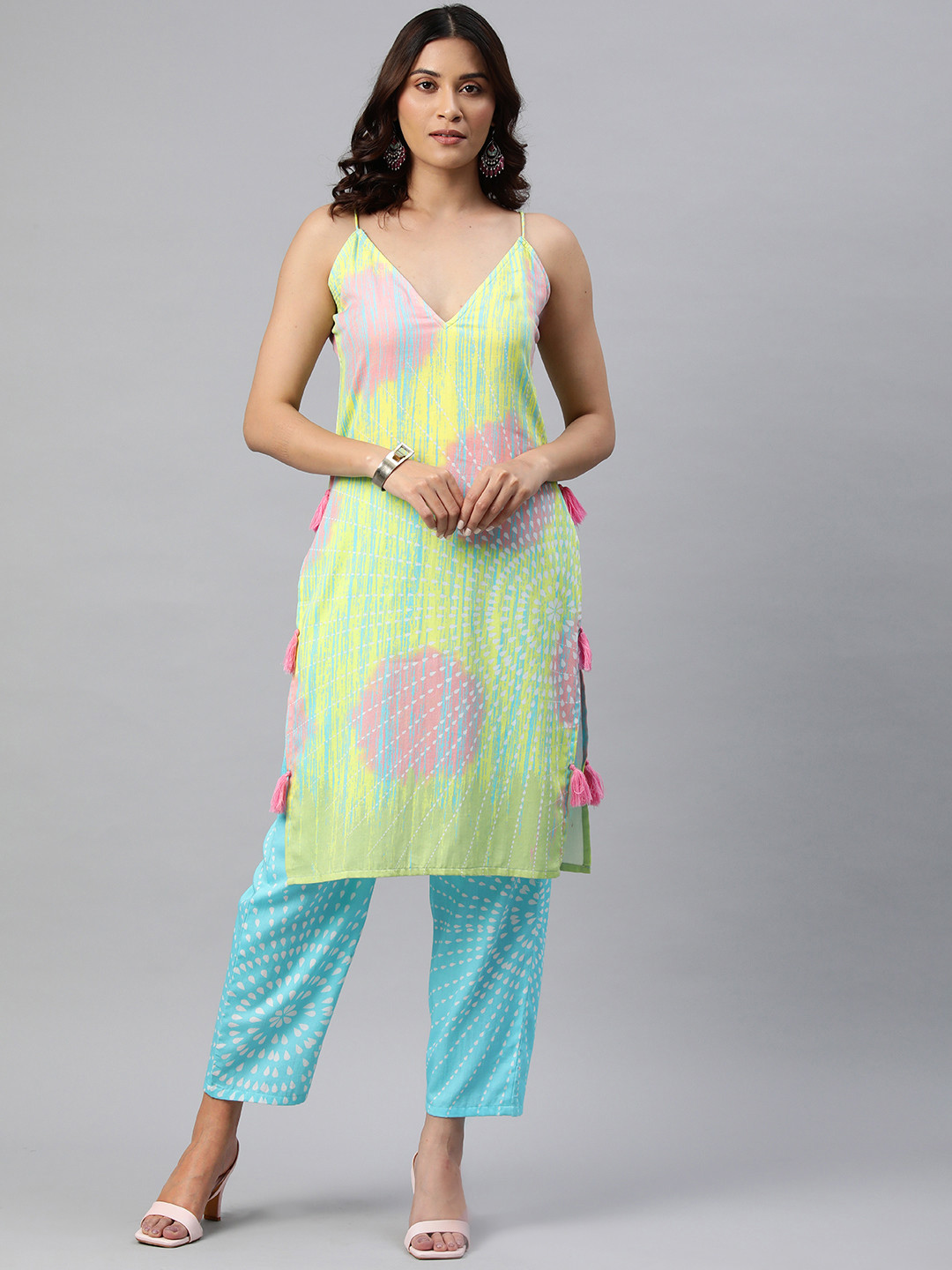 

BUTA BUTI Printed Pure Cotton Kurta with Trousers, Blue