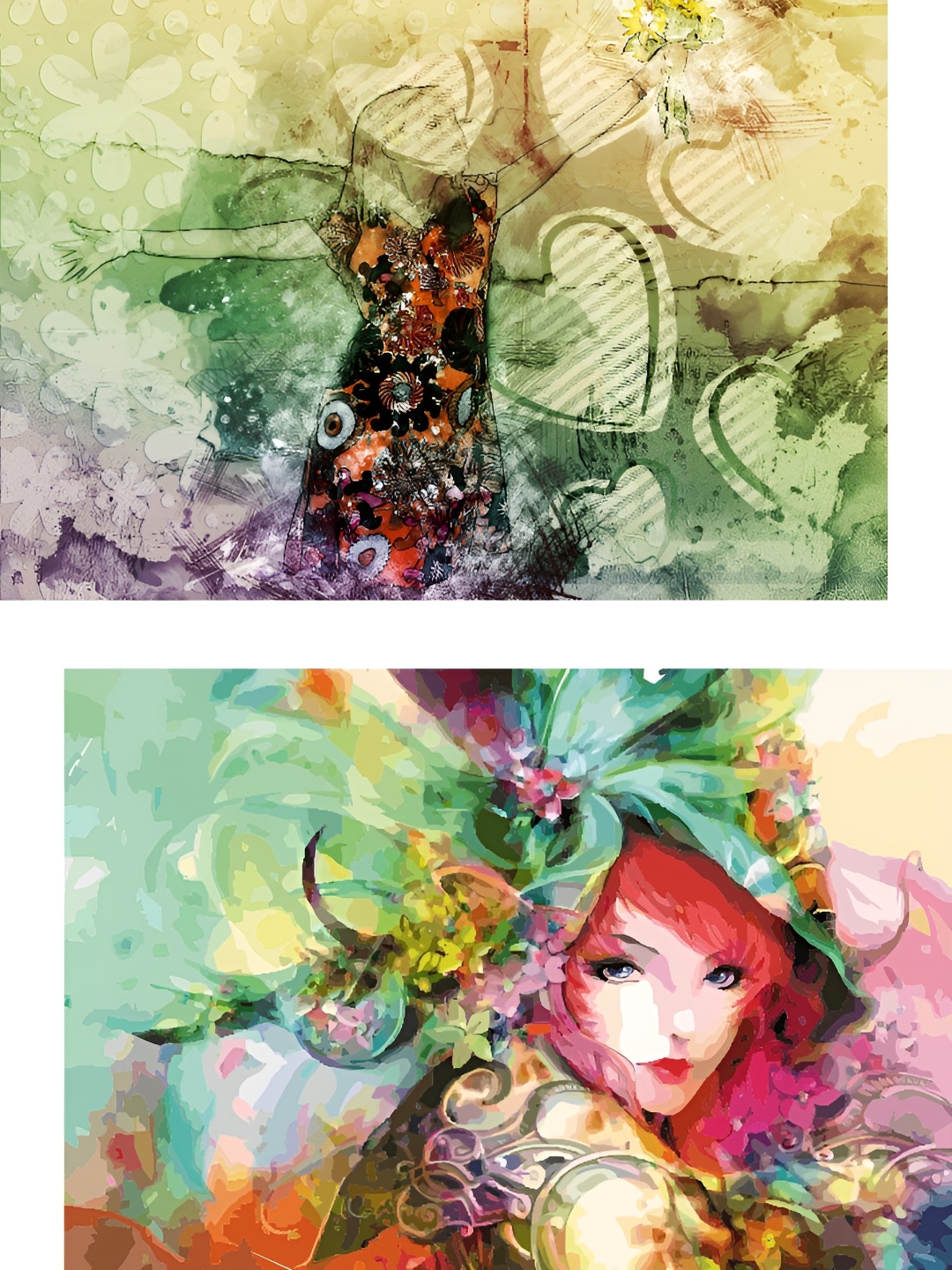 

Adventures India Green & Pink 2 Pieces Wooden Paintings Wall Art