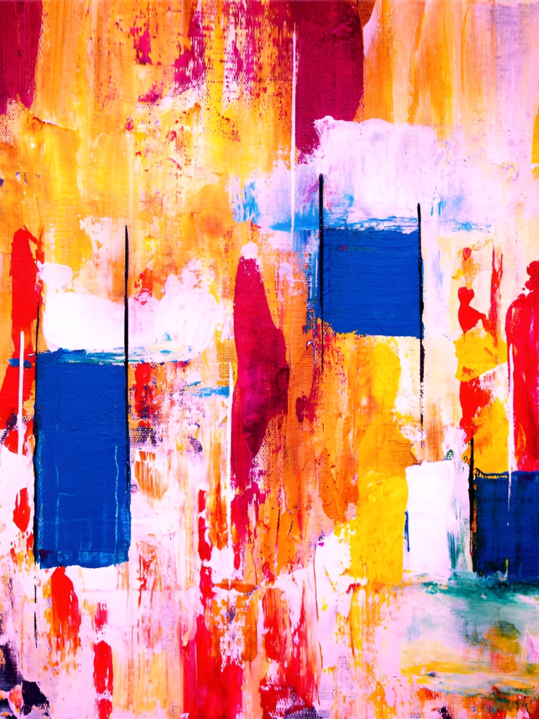 

Adventures India Yellow & Blue Wooden Abstract Wall Painting