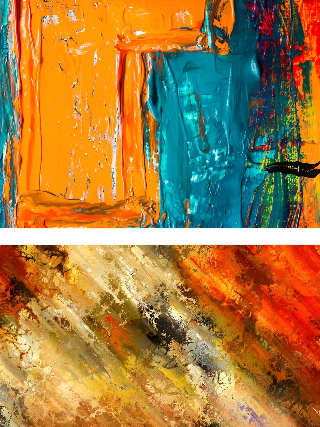 

Adventures India Orange & Blue 2 Pieces Wooden Abstract Wall Paintings