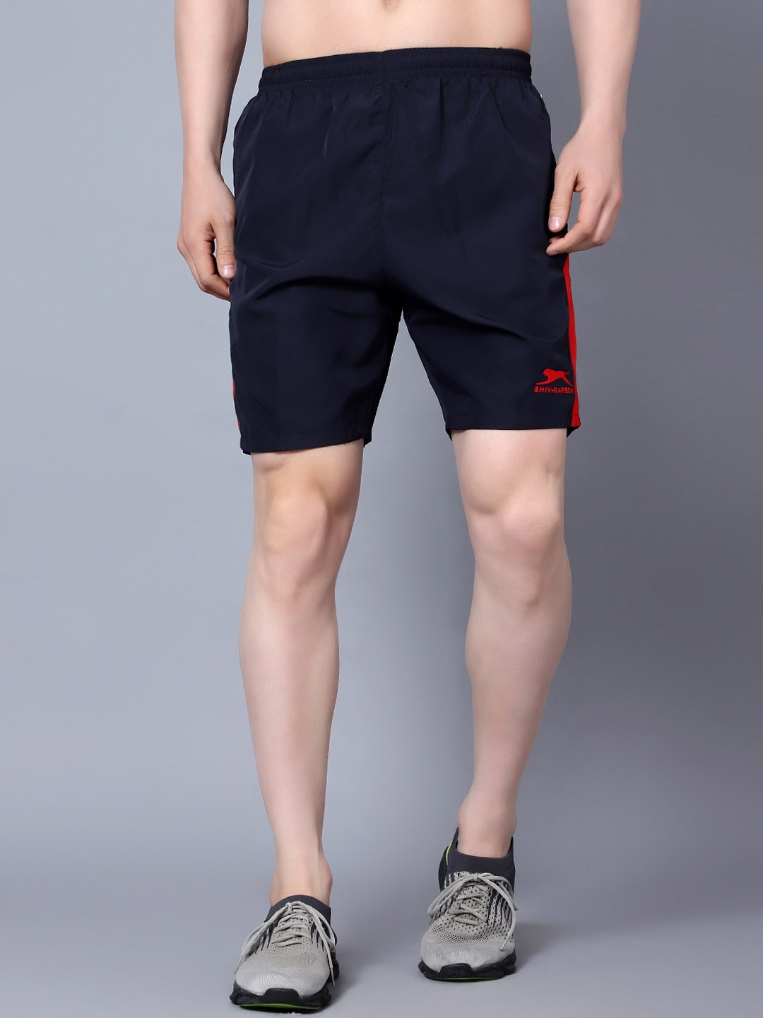 

Shiv Naresh Men Mid-Rise Training Sports Shorts, Navy blue