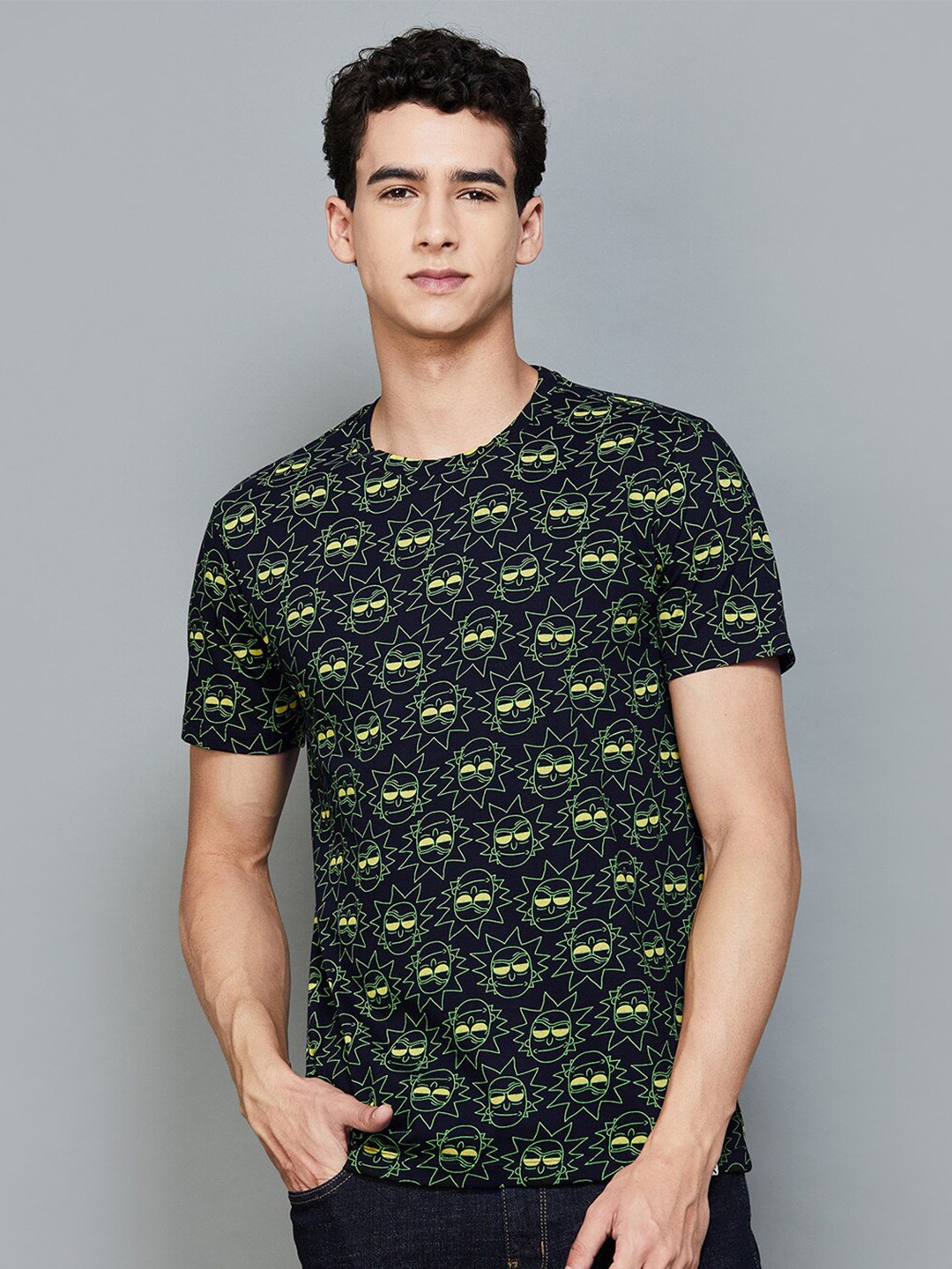 Forca by Lifestyle Rick & Morty Printed Cotton Slim Fit T-shirt, Black