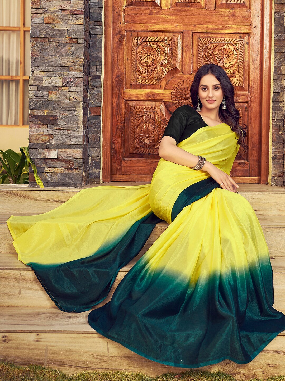 

Mitera Ombre Ready to Wear Arani Saree, Yellow