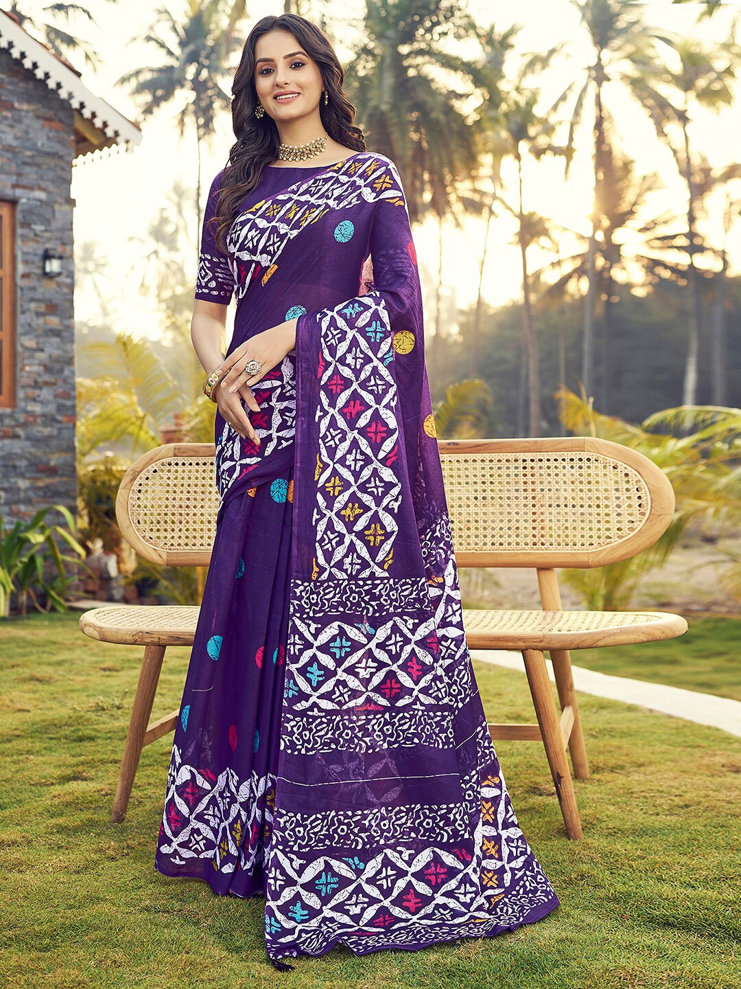 

Mitera Checked Ready To Wear Arani Saree, Purple