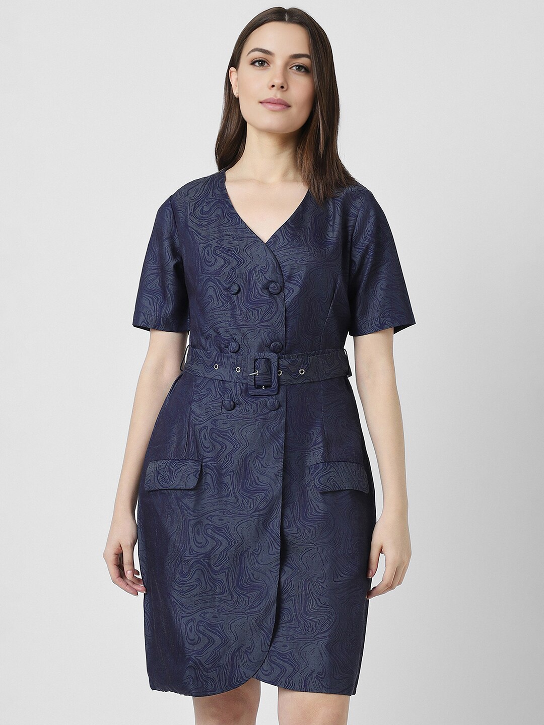 

Van Heusen Woman V-Neck Floral Dress, Navy blue