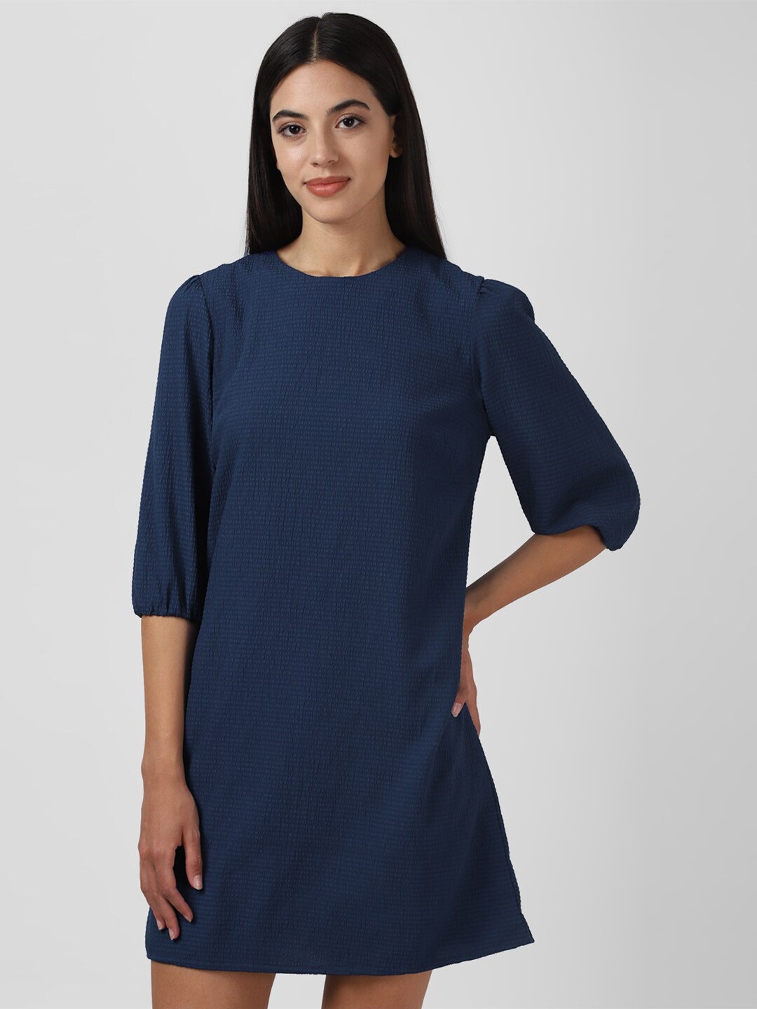 

Van Heusen Woman Puff Sleeve A-Line Dress, Navy blue