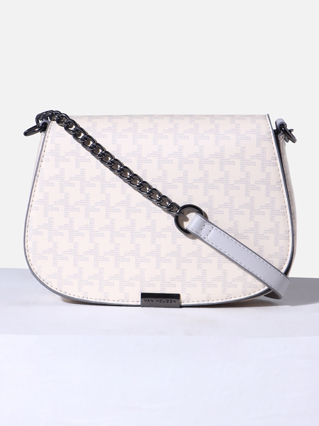 

Van Heusen Typography Printed Structured Sling Bag, White