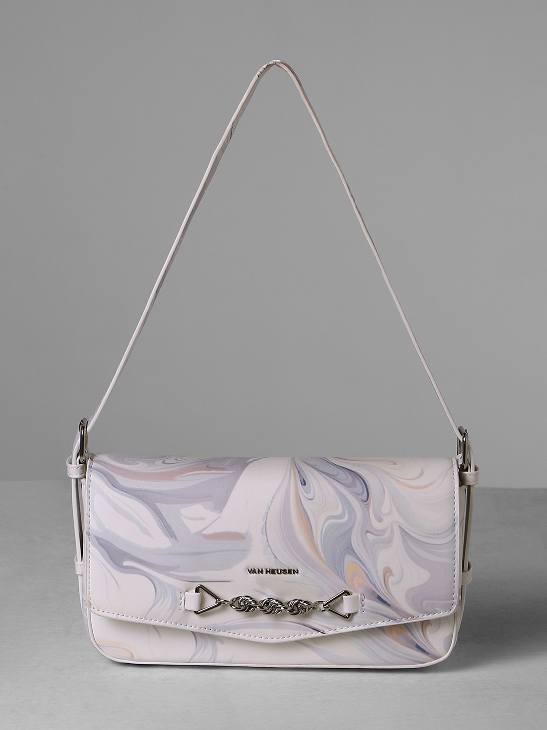 

Van Heusen Abstract Printed Structured Sling Bag, White