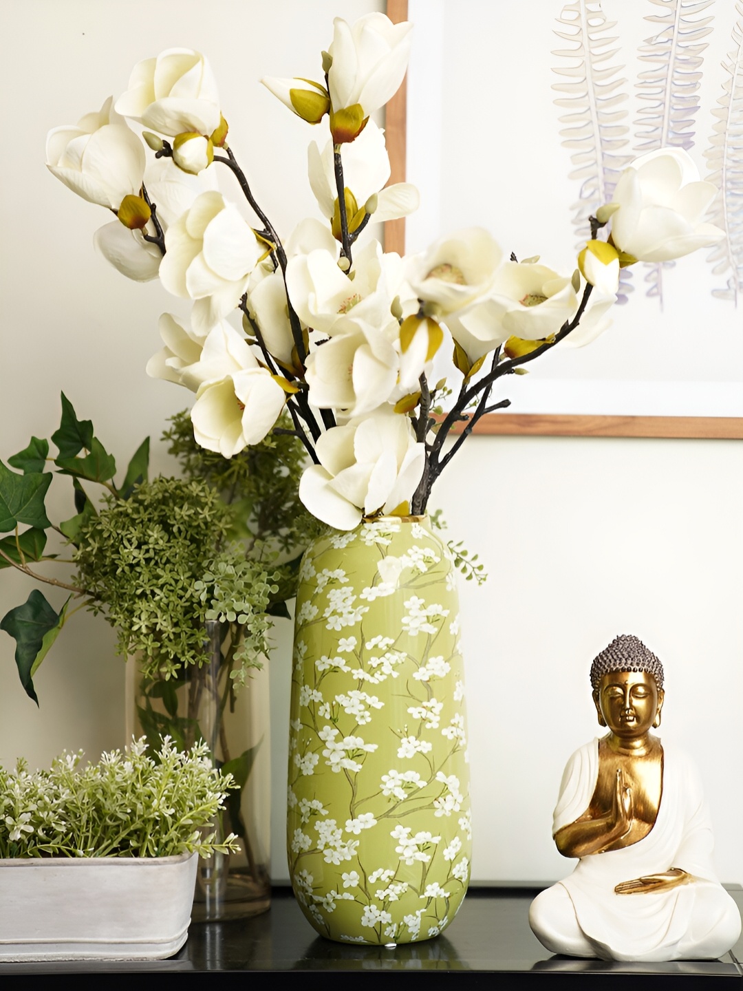 

Pure Home and Living Green Printed Ceramic Vases