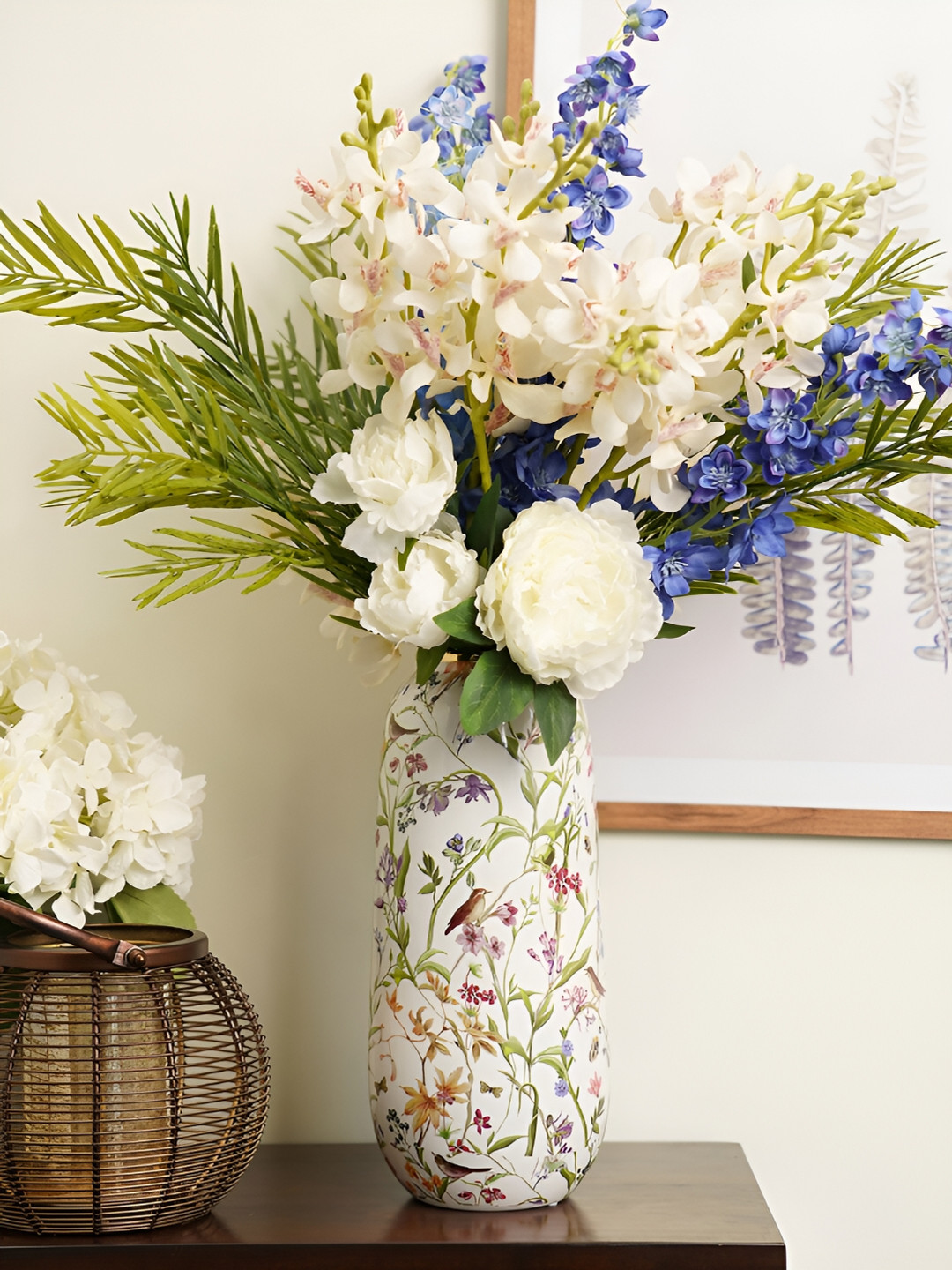 

Pure Home and Living White Printed Ceramic Vases