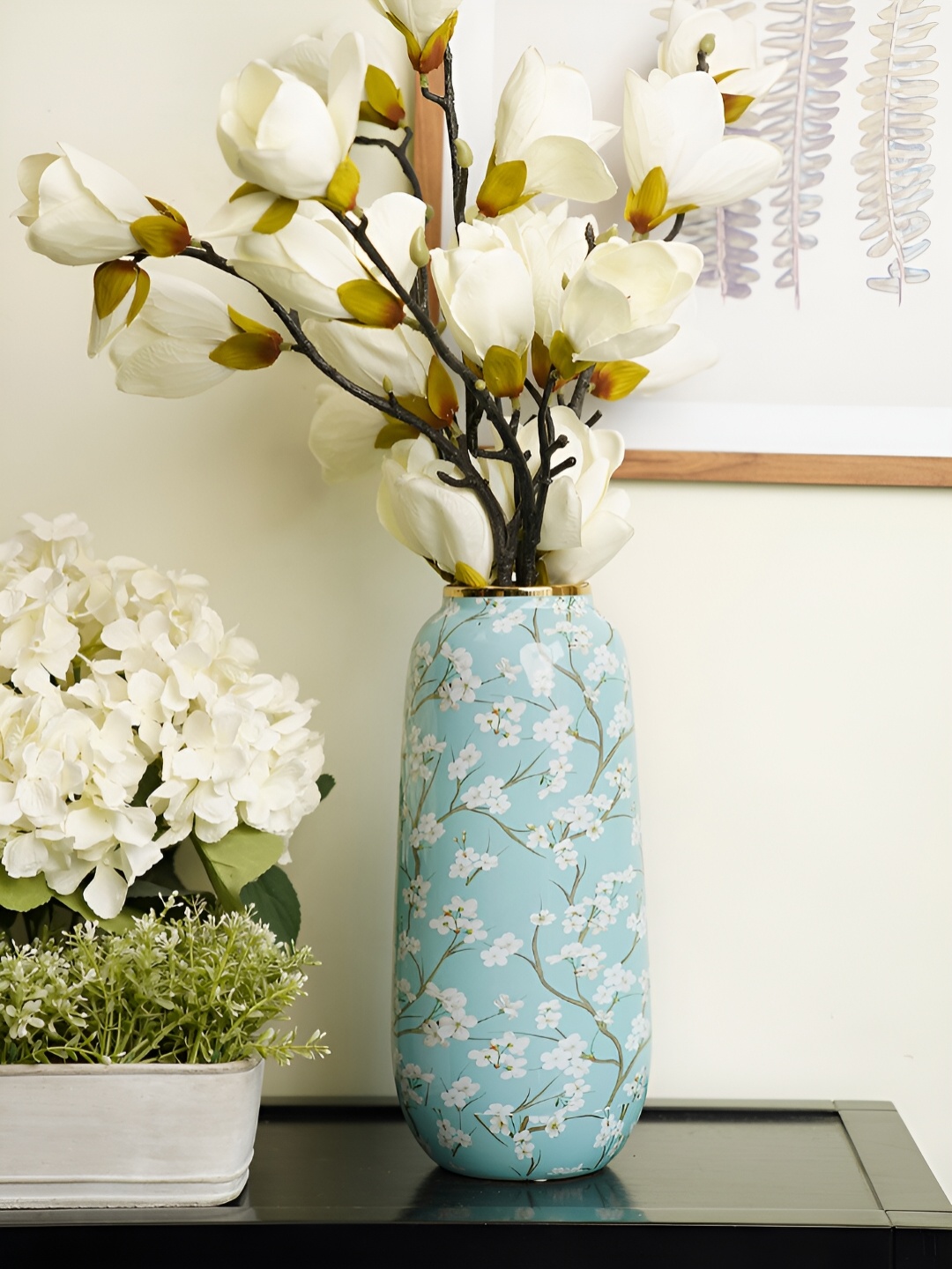 

Pure Home and Living Blue Printed Ceramic Vases