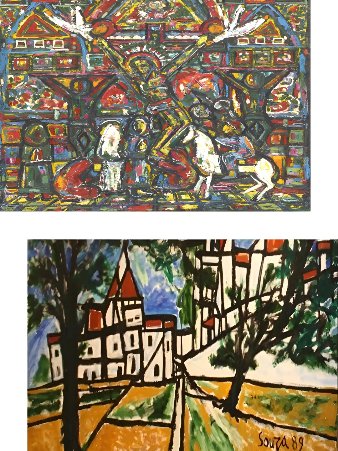 

Adventures India Black & White 2 Pieces Abstract Wooden Painting Wall Art