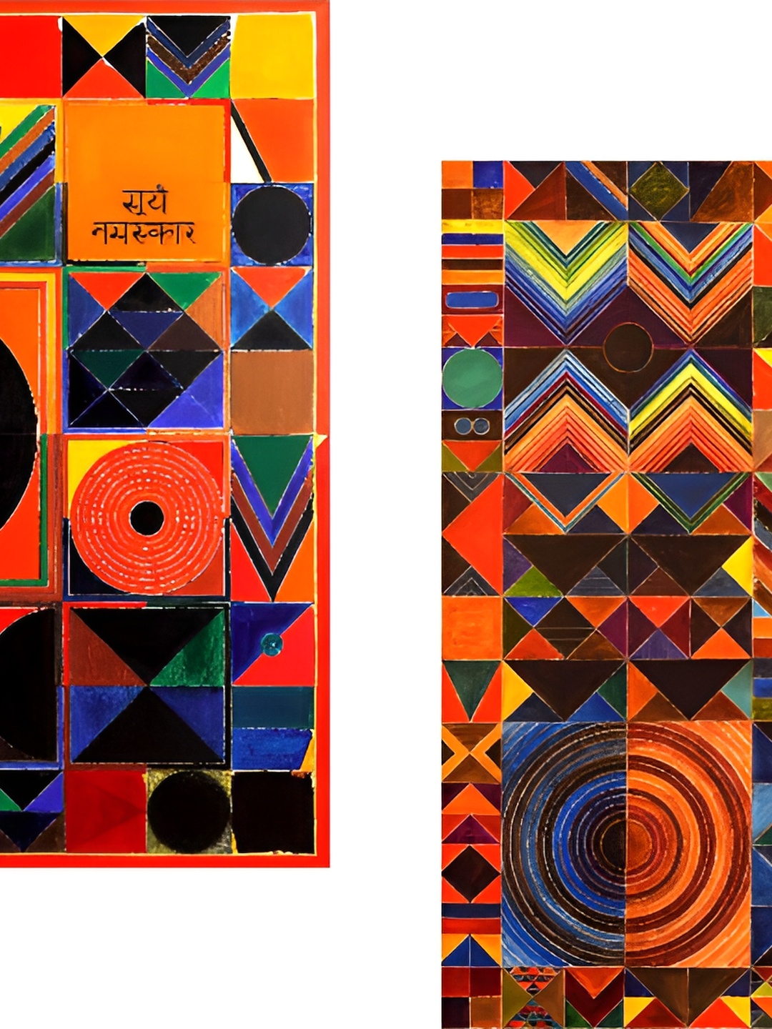 

Adventures India Red & Blue 2 Pieces Painting Wooden Wall Arts