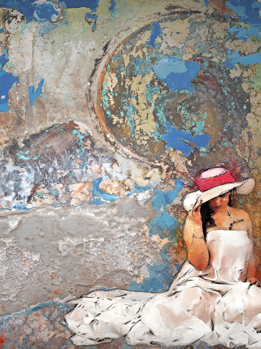 

Adventures India White & Blue Wooden Wall Art