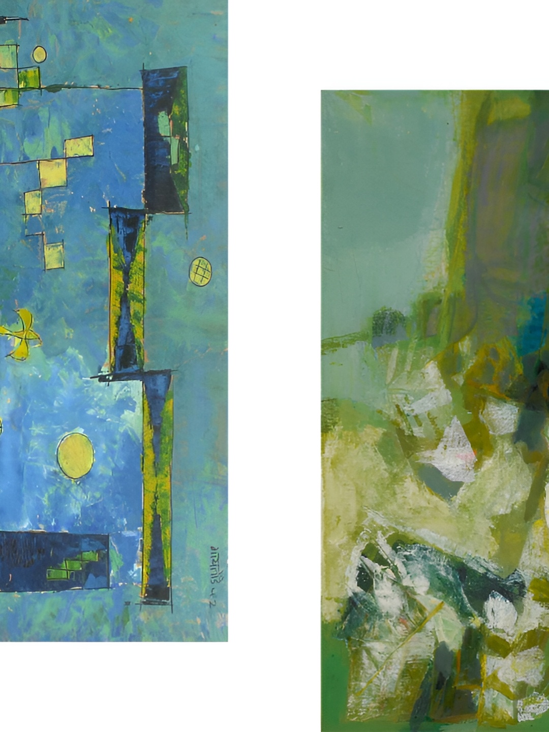 

Adventures India Green & Blue 2 Piece Wooden Abstract Paintings Wall Art