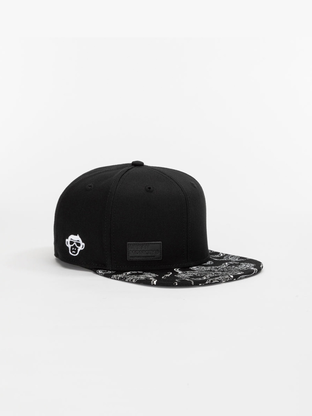

Urban Monkey Unisex Printed Cotton Snapback Cap, Black