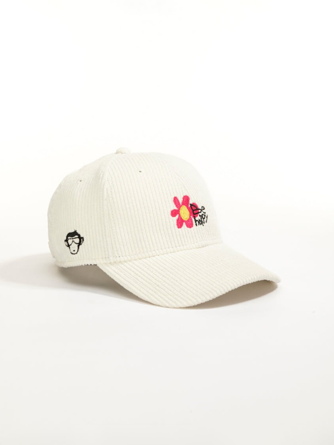 

Urban Monkey Unisex Printed Cotton Baseball Cap, Off white