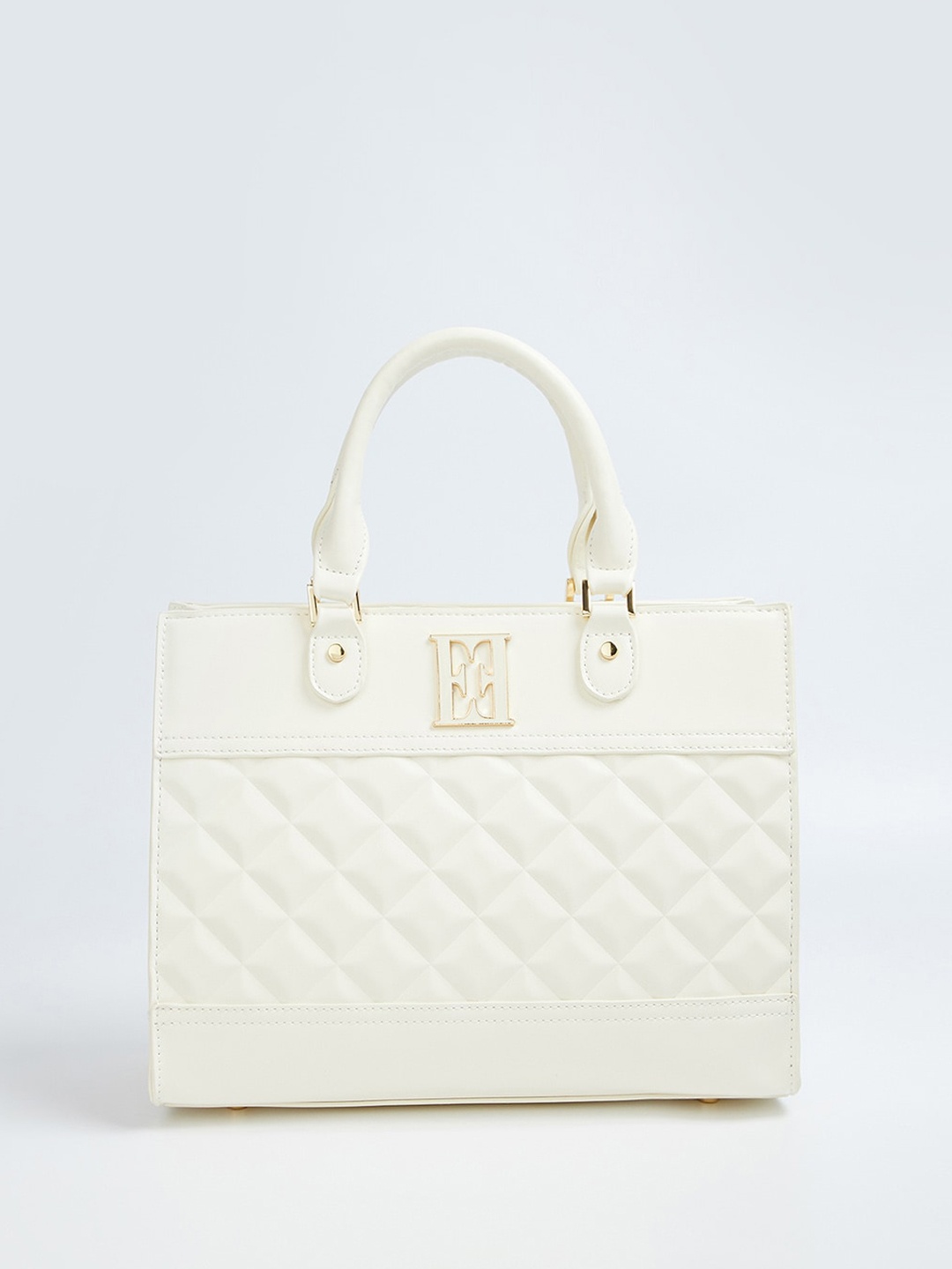 

ELLE Textured Structured Handheld Bag, Off white