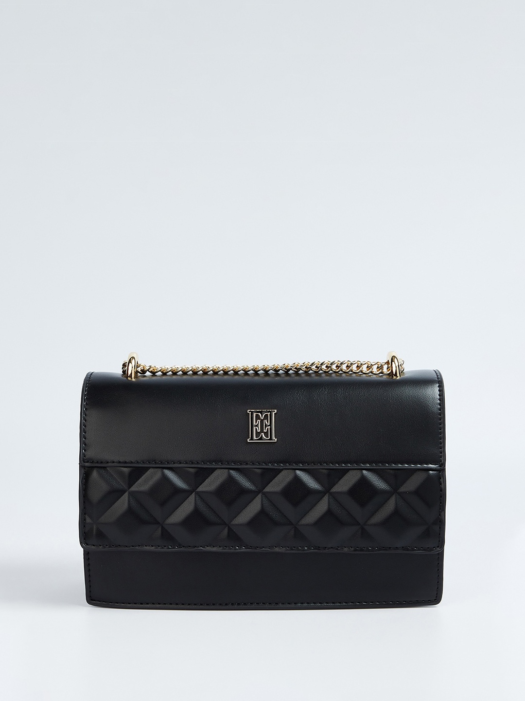 

ELLE Textured Structured Sling Bag, Black