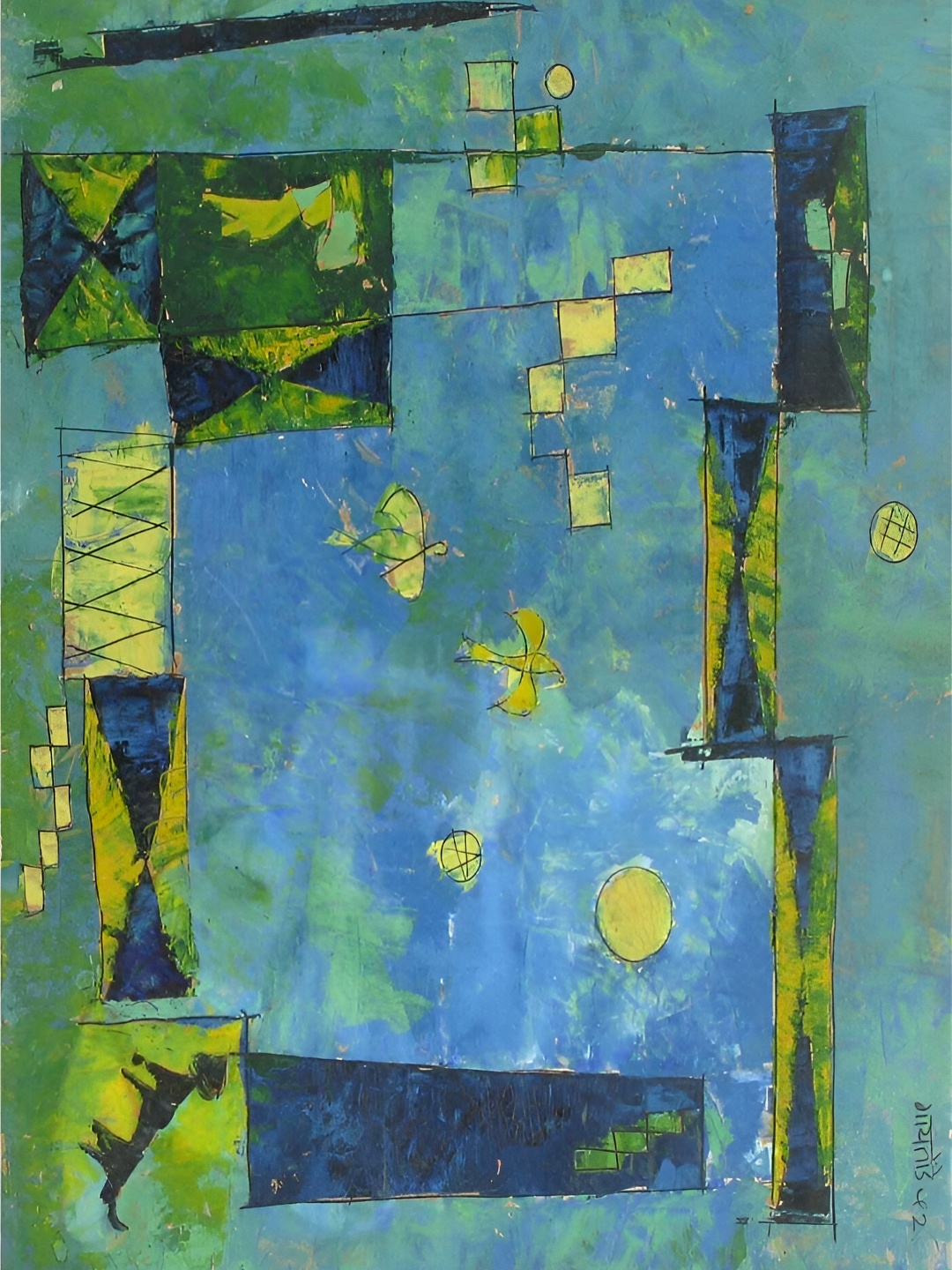 

Adventures India Blue & Green Wooden Wall Art
