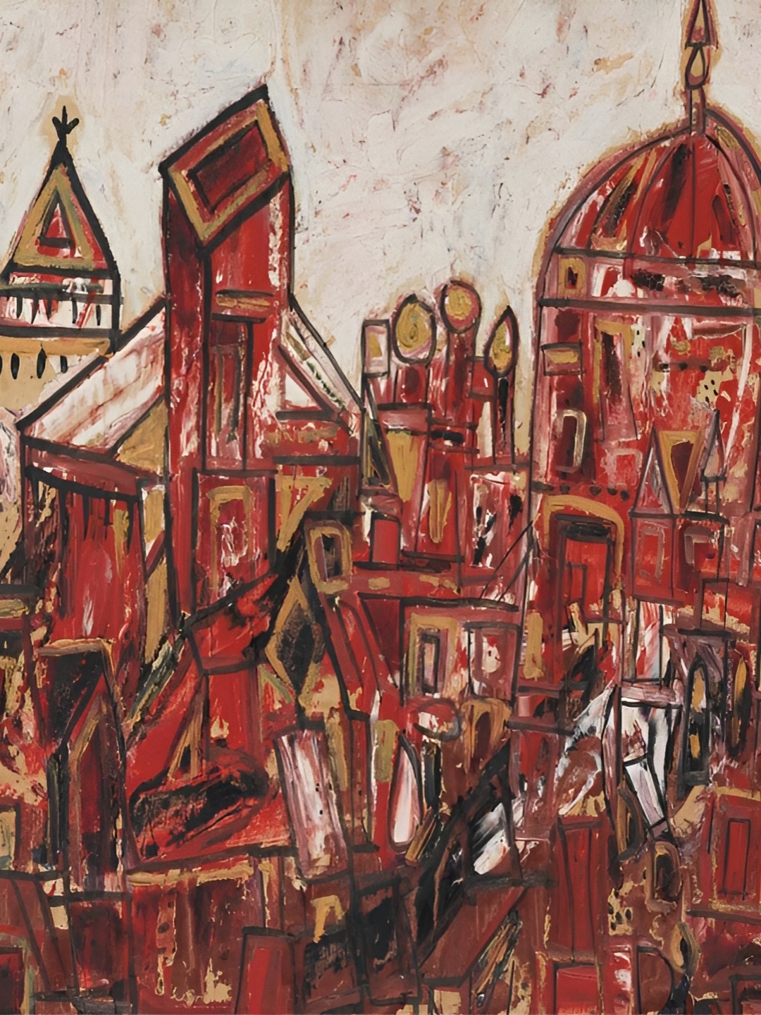 

Adventures India White & Red Wooden Wall Painting