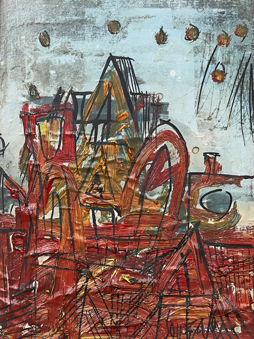 

Adventures India Red & Grey Wooden Painting Wall Art