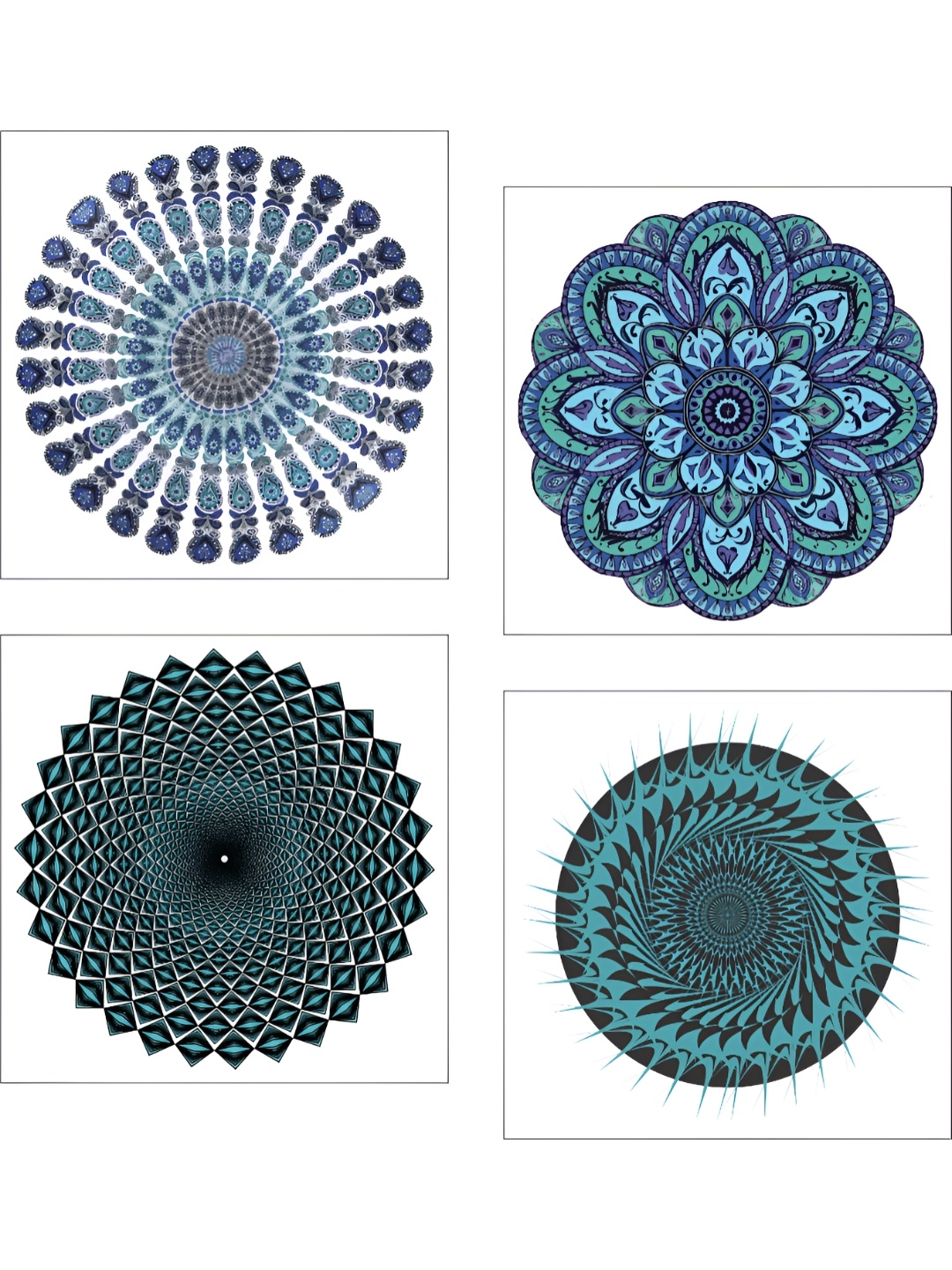 

Adventures India Blue & White 4 Pieces Wooden Wall Arts