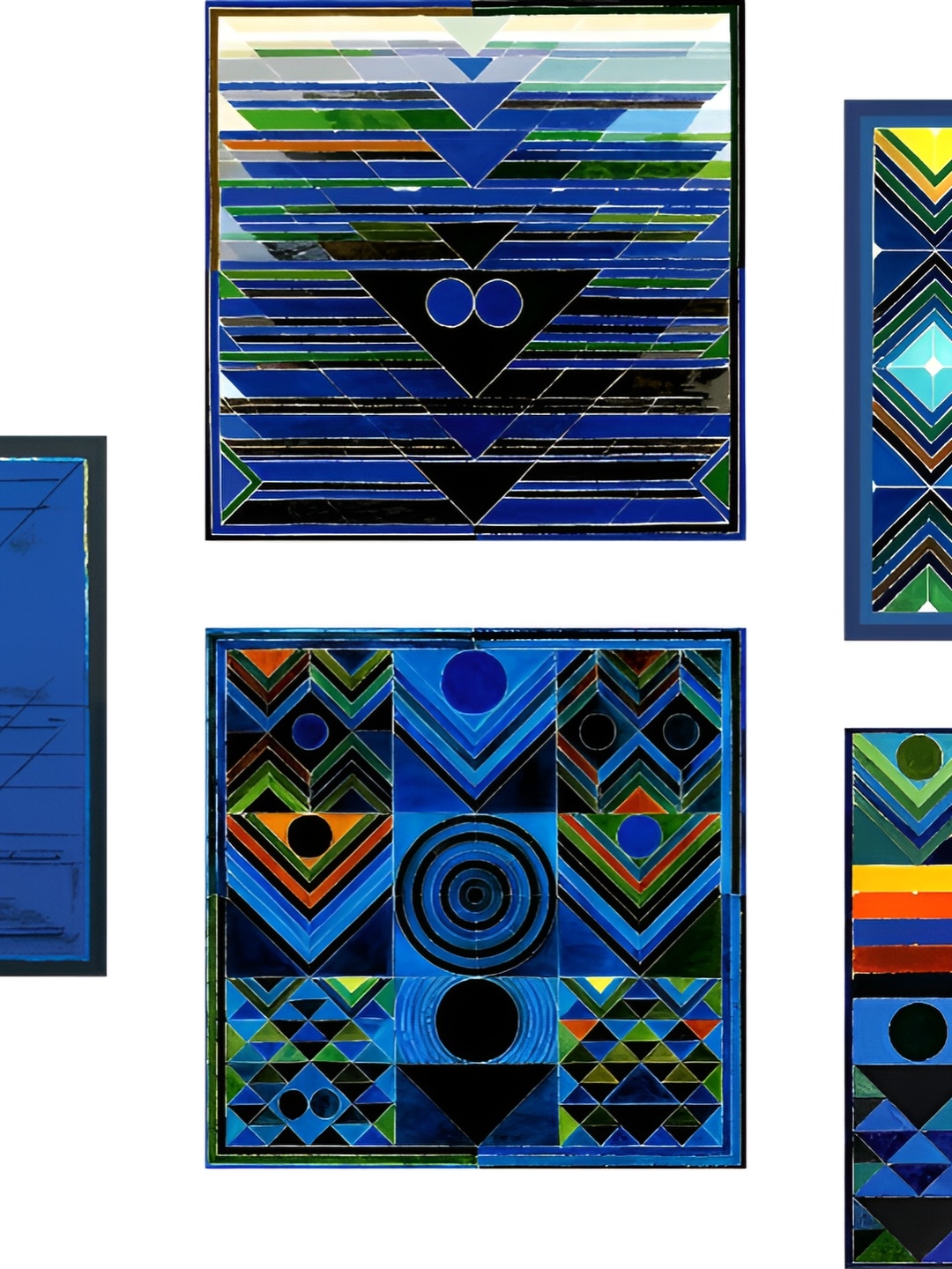 

Adventures India Blue & Black 5 Piece Abstract Wooden Painting Wall Art