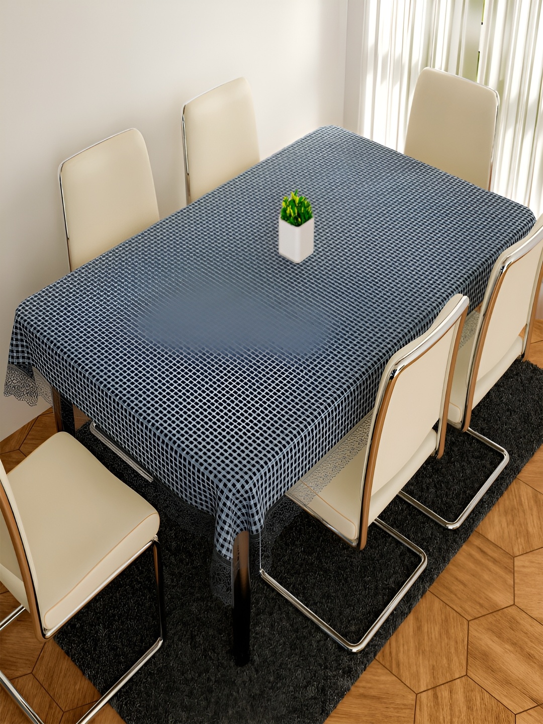 

Kuber Industries Grey Printed 6-Seater Table Cover