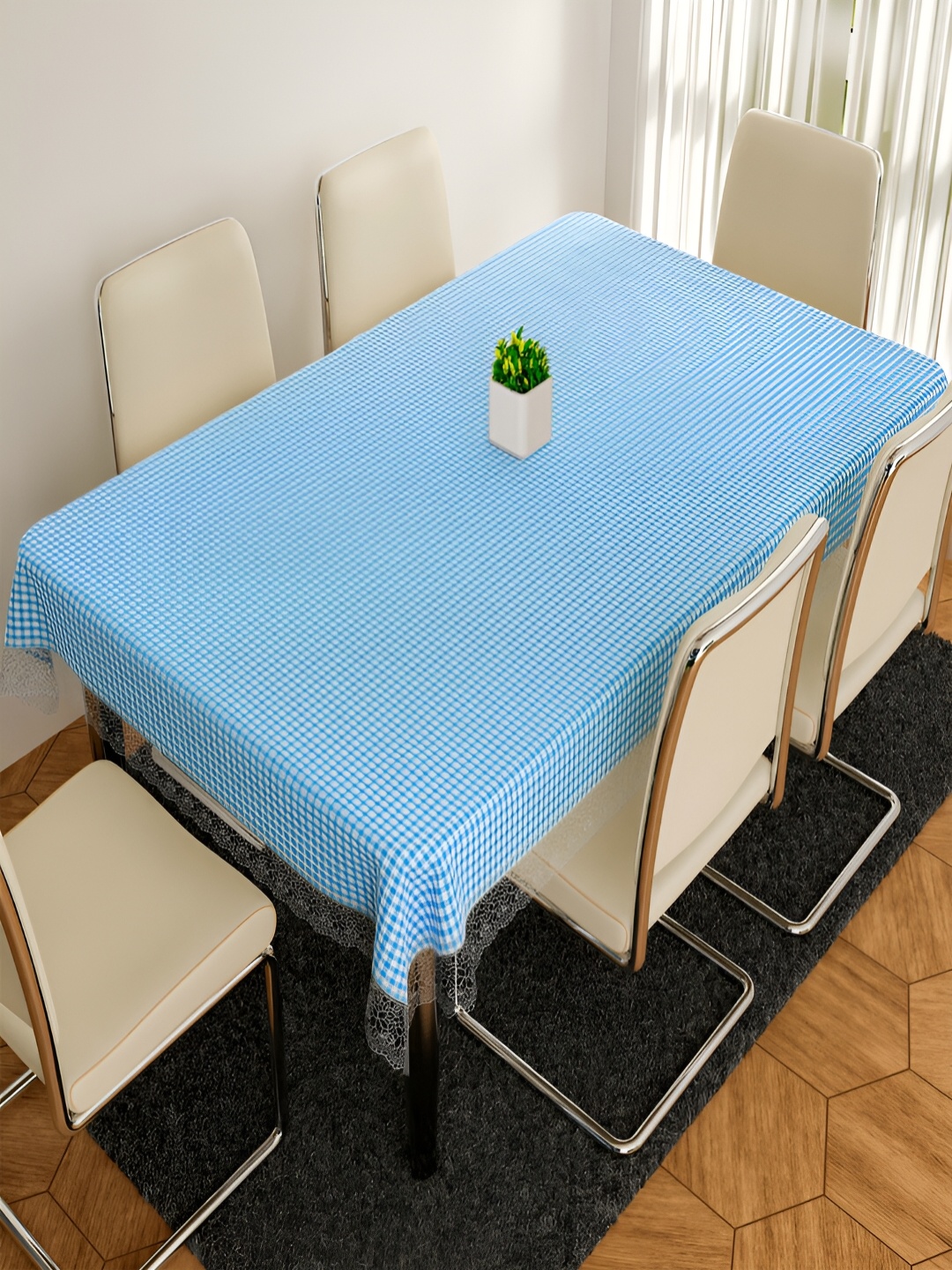 

Kuber Industries Blue Anti-Skid 6-Seater Table Cover