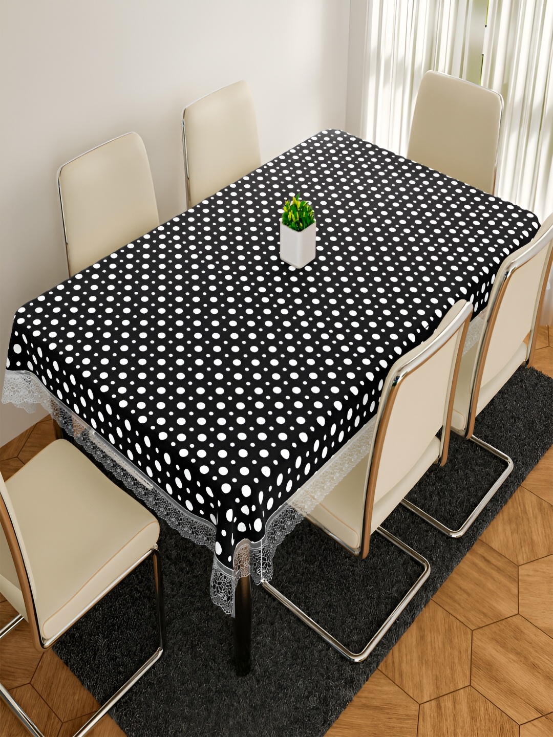 

Kuber Industries Black Printed 6-Seater Table Cover